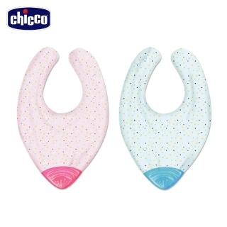 【Chicco】2合1棉織圍兜固齒器-2色