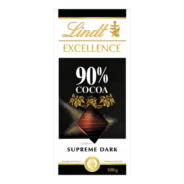 【Lindt 瑞士蓮】極醇系列90%巧克力片 100g(黑巧克力)