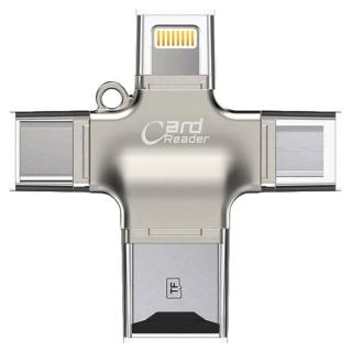 【IS 愛思】IS-OT1S 鋁合金限定版 多功能四合一讀卡機(MicroUSB/Lightning/Type-C/USB/TF)