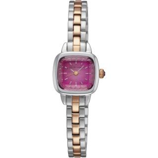 【JILL STUART】Ring Square系列優雅時尚方型錶款(銀玫瑰金/桃紫面 JISILDV002)