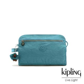 【KIPLING】靜謐藍綠手拿包-TRIM