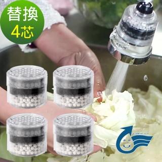 【神膚奇肌】龍頭濾淨省水器 專用替換濾心4入組(過濾 加壓 省水 標章)