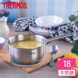 【THERMOS 膳魔師】不鏽鋼直柄牛奶鍋湯鍋18cm(MLK-S18)