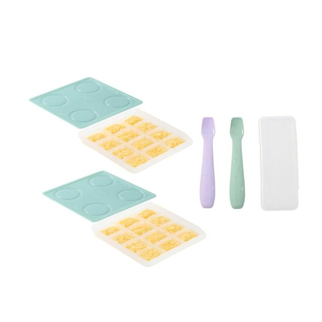【2angels】矽膠副食品製冰盒15ml 2件+餵食湯匙 2款可選(製冰盒 冰塊磚盒 副食品餐具分裝零食盒 烘培)
