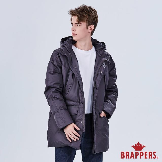 【BRAPPERS】男款 可拆帽長版羽絨外套(深灰)