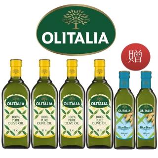 【Olitalia 奧利塔】純橄欖油1000mlx4禮盒組(贈玄米油500mlx2瓶)