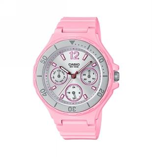【CASIO 卡西歐】運動風腕錶/三圈日期、星期與24小時制顯示/39mm/粉(LRW-250H-4A2)