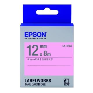 【EPSON】標籤帶 粉紅底灰字/12mm(LK-4PAS)