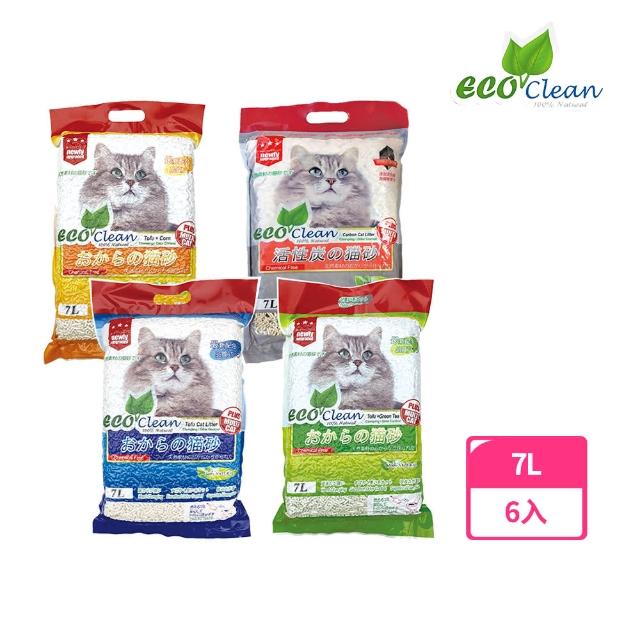 【ECO艾可】豆腐貓砂7L-6入 原味/綠茶/玉米/活性炭（貓砂）