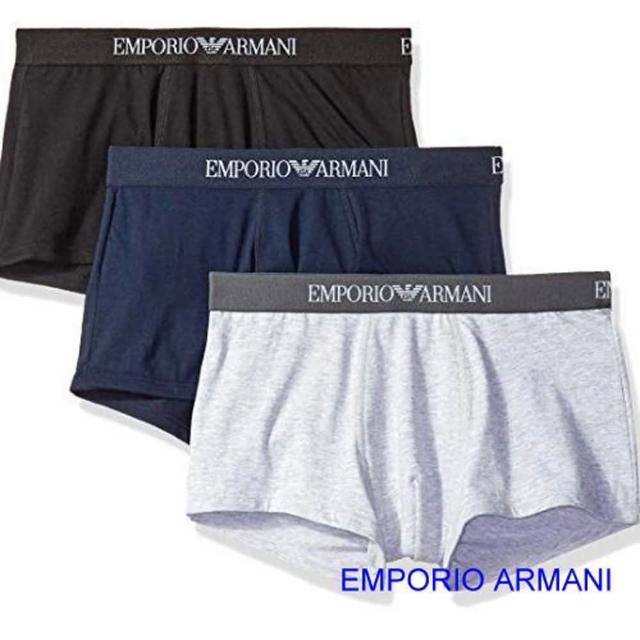 【EMPORIO ARMANI】2019時尚黑藏青灰四角內著混搭3件組-網