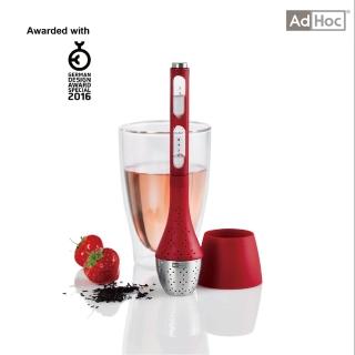 【AdHoc】附計時器漂浮濾茶器 紅