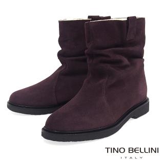 【TINO BELLINI 貝里尼】義大利進口自然抓皺內鋪毛平底中筒靴B79207(咖)