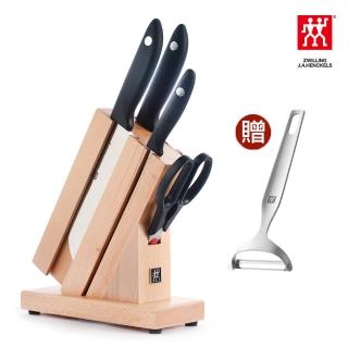 【ZWILLING 德國雙人】TWIN Point S 五件式櫸木刀座組(贈Twin Prof 刨刀17.5cm)