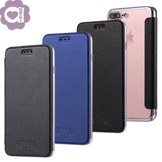 Samsung Galaxy S9 Plus 珠光真皮質感 電鍍邊框 透明美背側掀皮套/手機殼/保護套 灰藍黑多色可選
