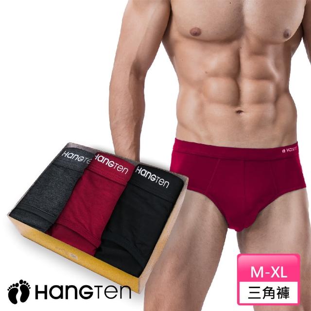 【Hang Ten】經典彈力三角褲三入組_深灰+黑+紅_HT-C11001(HANG TEN/男內著)