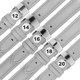 【Watchband】12.14.16.18.20 mm / 各品牌通用 快拆 壓扣 金扣 不鏽鋼 真皮錶帶(灰色)