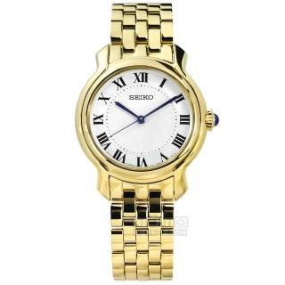 【SEIKO 精工】歐式典雅 羅馬刻度 礦石強化玻璃 日本機芯 不鏽鋼手錶 銀x鍍金 29mm(7N01-0GX0G.SRZ520P1)