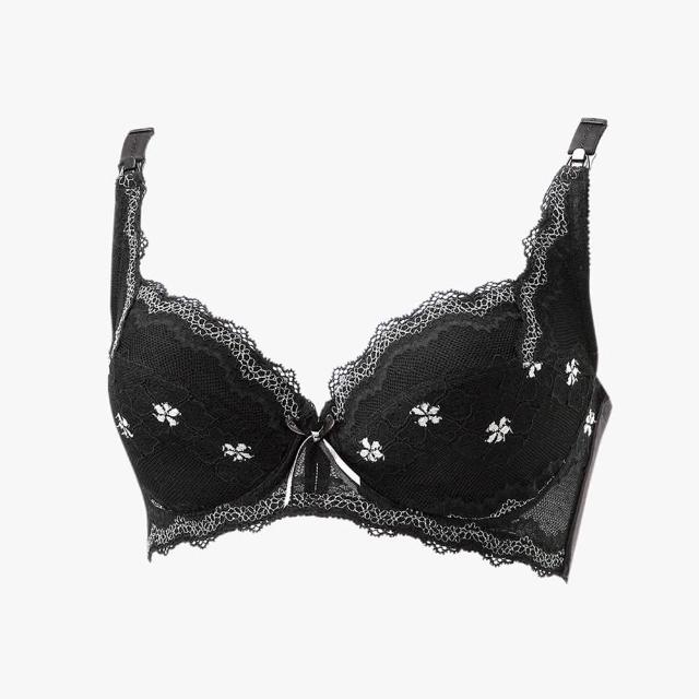 【Gennies 奇妮】哺乳內衣 戀戀蕾絲軟鋼圈內衣(黑)