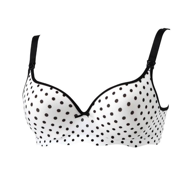 【Gennies 奇妮】哺乳內衣 涼感軟鋼圈內衣 WinCool美波動(白底黑點)