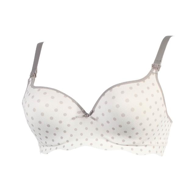 【Gennies 奇妮】哺乳內衣 涼感軟鋼圈內衣 WinCool美波動(白底灰點)