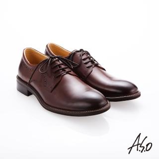 【A.S.O 阿瘦集團】職人通勤 綁帶蠟感牛皮紳士鞋(咖啡)
