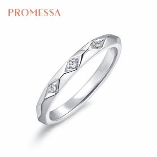 【點睛品】Promessa 幾何簡約 18K金結婚鑽石戒指(女戒)