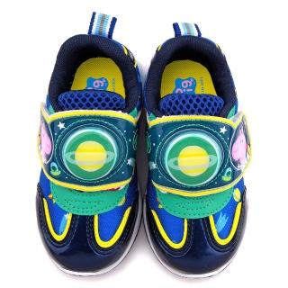 【童鞋城堡】粉紅豬小妹 喬治豬 中童 電燈輕量運動跑鞋(PG6401-藍)