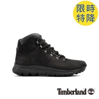 【Timberland】男款黑色防水運動登山中筒靴(A1WND015)