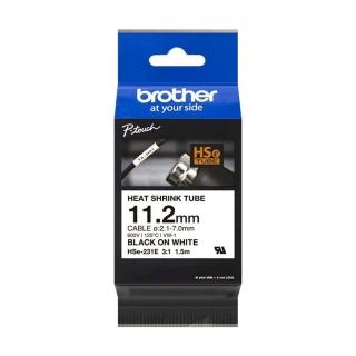 【brother】官方直營 HSe-231E 原廠熱縮套管 11.2mm 白底黑字(適用:PT-E850TKW/E300/E500W/P900W/P950NW)