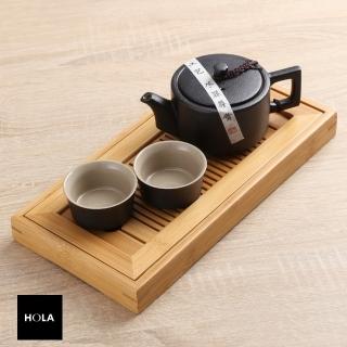 【HOLA】黑釉汝窯一壺二杯茶具組附竹茶盤
