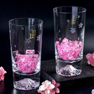 【田島硝子】日本手工吹製富士山杯 櫻花高杯對杯(TG16-015-TS+TG16-015-TS)