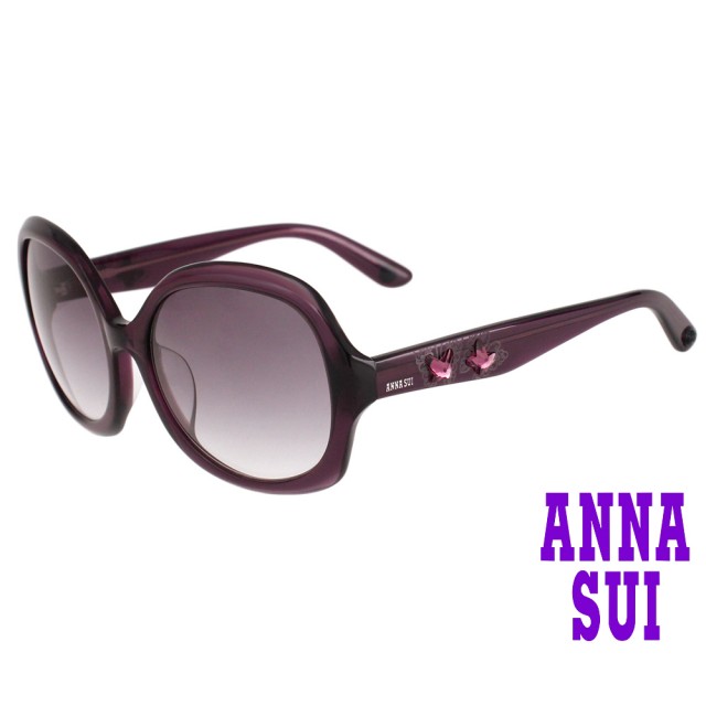 【ANNA SUI 安娜蘇】安娜蝴蝶鑽飾系列太陽眼鏡(AS882-731-紫)