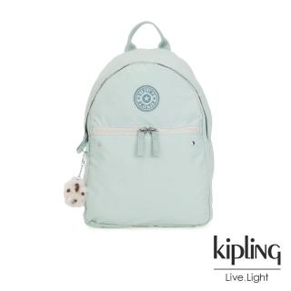 【KIPLING】清新薄荷綠大容量拉鍊後背包-ALBERTA