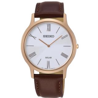 【SEIKO 精工】太陽能極簡風格腕錶-咖(SUP854P1/V115-0BE0J)