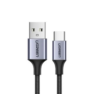 【綠聯】USB-A to Type-C 快充傳輸線 Aluminum BRAID版 1M 黑色(A-C快充線/編織線/UGREEN)