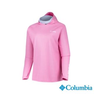 【Columbia 哥倫比亞】女款-UPF50涼感快排抗曬長袖連帽上衣-粉紅(UFL00540PK / 涼感.排汗.防曬)