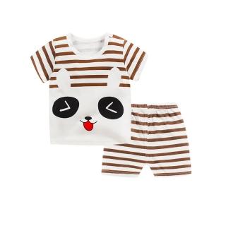 【Baby童衣】任選 兒童套裝睡衣家居服卡通T恤短袖短褲2件套 88113(咖啡熊)