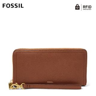 【FOSSIL】Logan 咖啡色多層真皮拉鍊長夾SL7831200