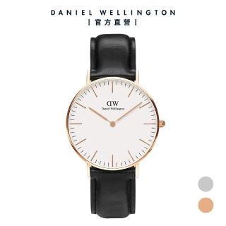 【Daniel Wellington】Classic Sheffield 36mm爵士黑真皮皮革錶(DW手錶男錶女錶 DW00100036)