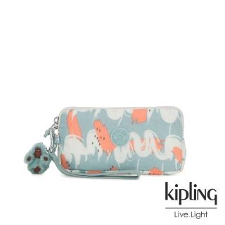 【KIPLING】湖水綠印象派塗鴉手拿包-LOWIE