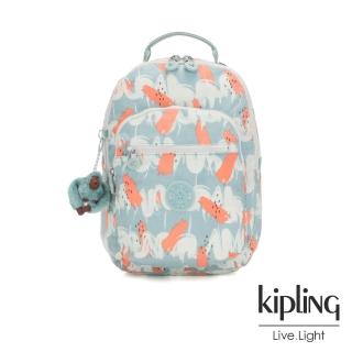 【KIPLING】湖水綠印象派塗鴉機能手提後背包-CLAS SEOUL S