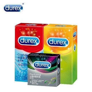 【Durex 杜蕾斯】薄型裝保險套12入+飆風碼3入+螺紋裝12入