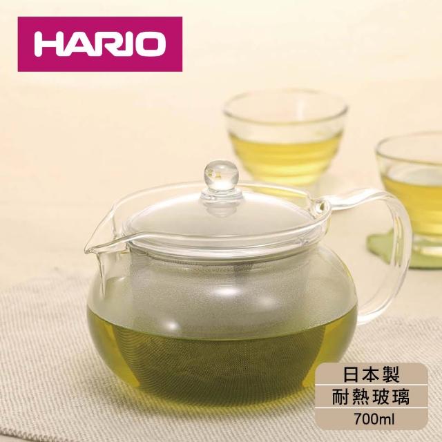 【HARIO 日本製】耐熱玻璃丸型急須壺-700ml(附濾網)