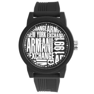 【ARMANI EXCHANGE】A│X字母錶盤個性黑色矽膠男腕錶(AX1443)