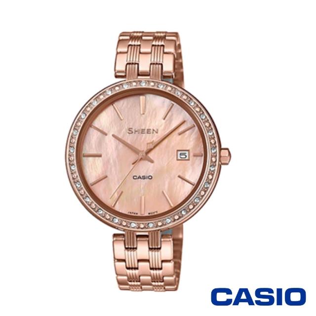 【CASIO 卡西歐】奢華耀眼風采女腕錶-玫瑰金x26mm(SHE-4052PG-4A)