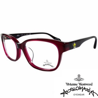 【Vivienne Westwood】ANGLO MANIA系列-五芒土星琥珀撞色光學眼鏡(AN282-04-紅琥珀+黑)