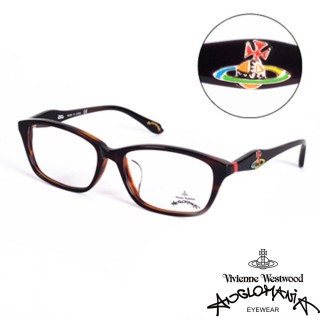 【Vivienne Westwood】ANGLO MANIA系列-英倫黑框龐克土星環光學眼鏡(AN243-02-琥珀橘)