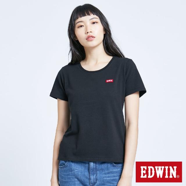 【EDWIN】第七代基本LOGO短袖T恤-女款(黑色)