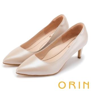 【ORIN】典雅氣質 簡約素面羊皮尖頭高跟鞋(粉色)