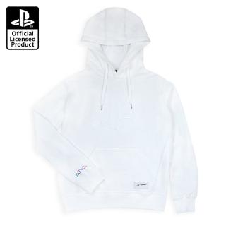 【SONY 索尼】原廠授權 PlayStation 立體鋼印Logo刷毛口袋連帽T 白色(OLP-JBK-08 XL)